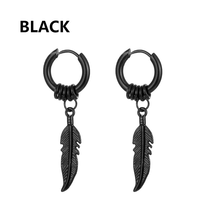 1 /11 Pairs Punk Stainless Steel Stud Earrings Black Earrings Set For Men Women Vintag close-up view