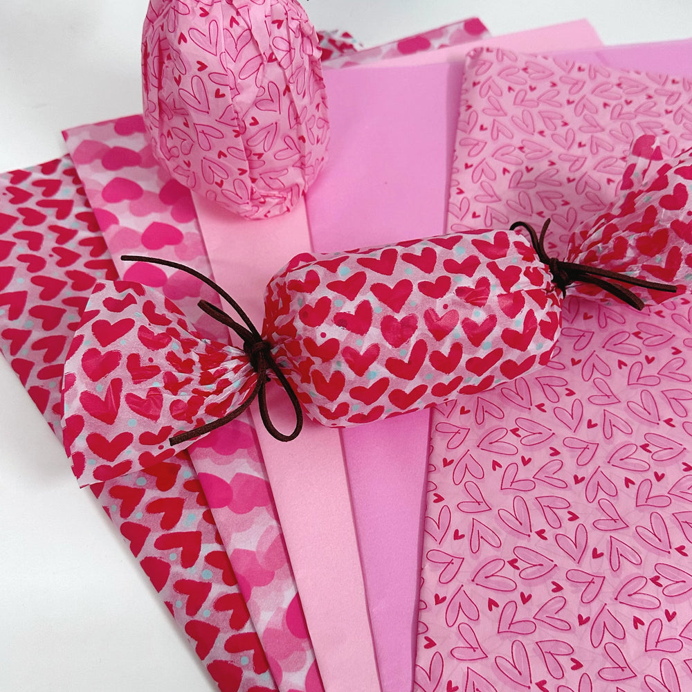 30 Red Heart Snowflake Gift Wrap Sheets | Wedding Valentine Birthday Packaging Paper alternate view