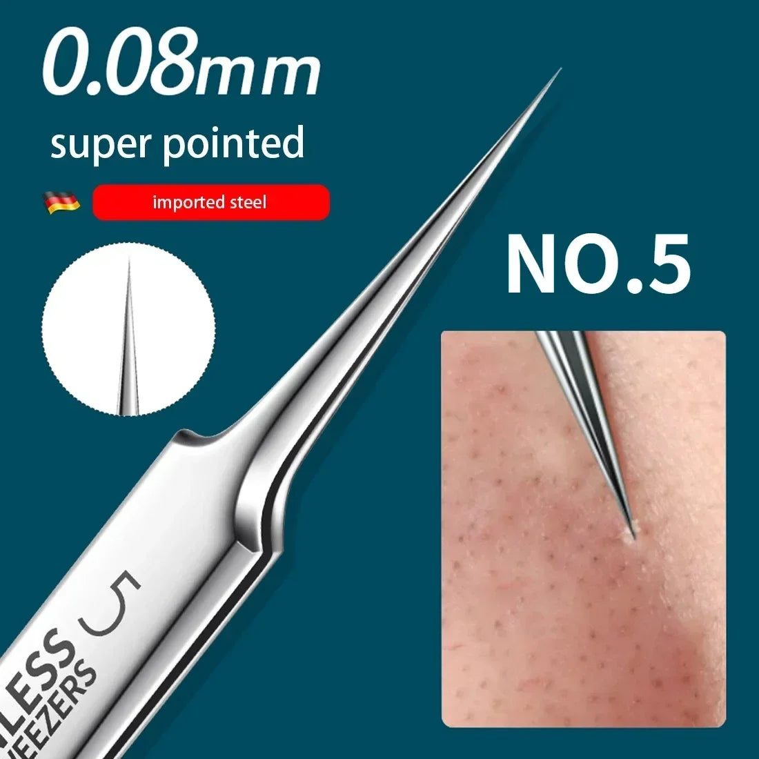 Ultra-Fine Blackhead Remover Tweezers | Precision Acne Extraction Tool detail view