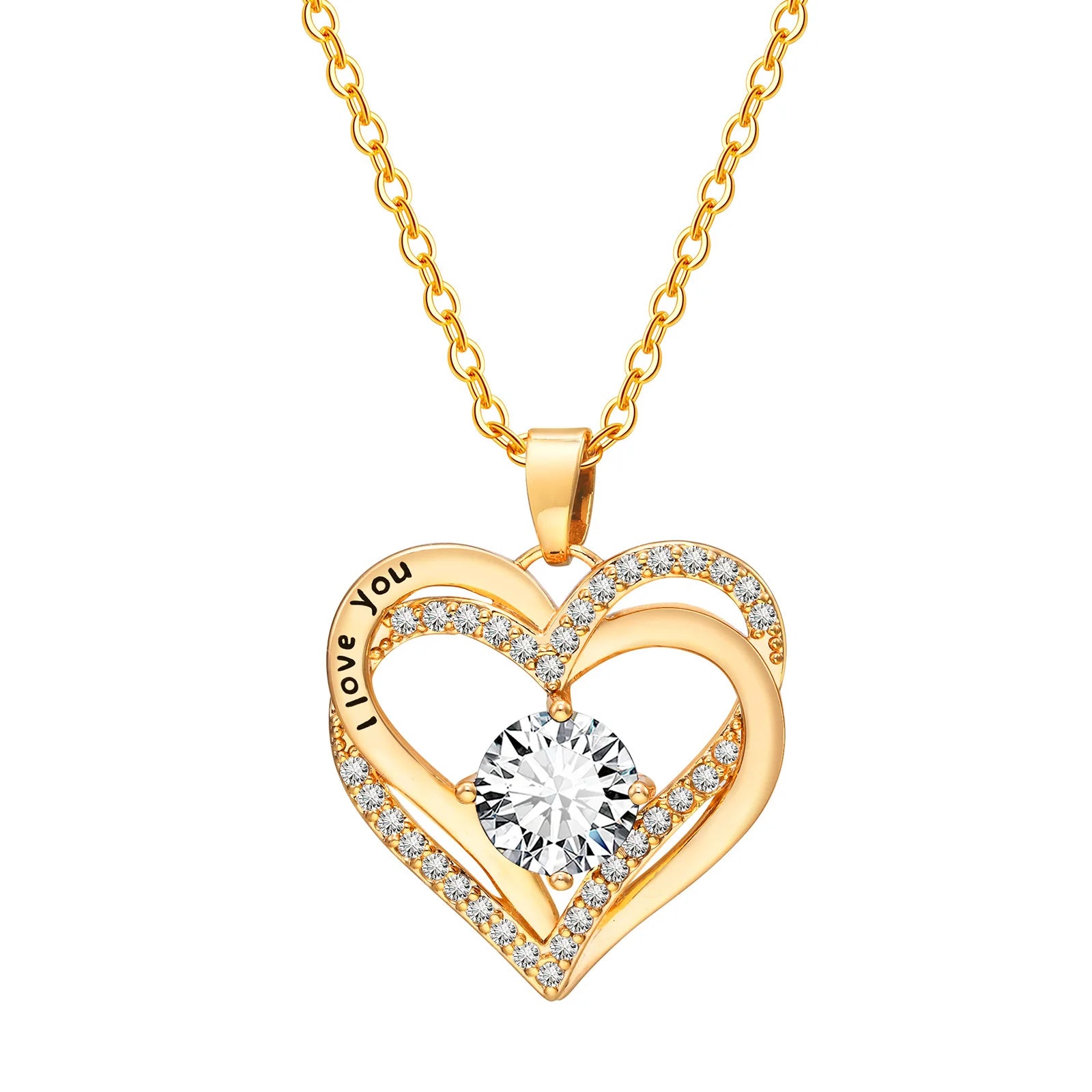 Vnox Heart Necklace for Women, Birthstone Heart I Love You Jewelry Necklaces for Mom alternate view