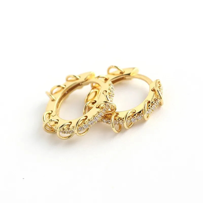 ANENJERY CZ Zircon Circle Hoop Earrings for Women Men Punk Trendy Party Accessories additional angle