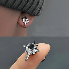 1Pair Zircon Star Magnet Ear Clip Stud Earrings for Men Women Couple Without Ear Holes C detail view