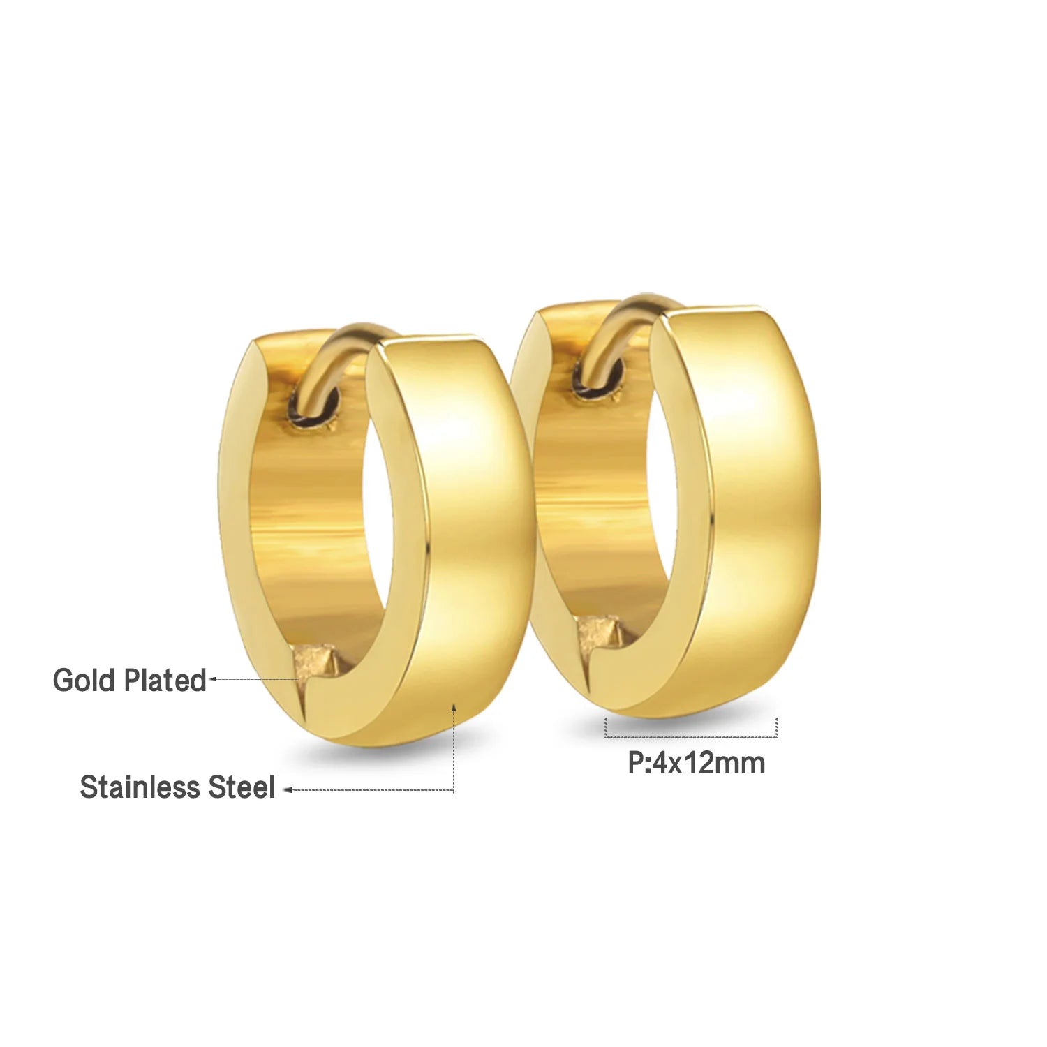 Solid Smooth Hoop Earrings Rosegold Black Stainless Steel Simple Round Ear Clips | Uni close-up view
