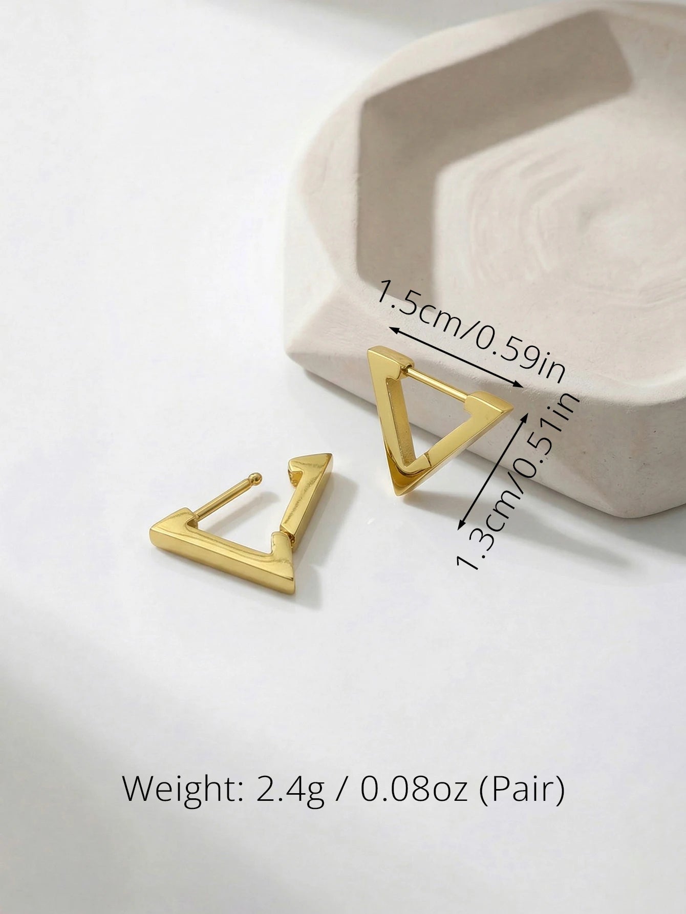 Unisex Stainless Steel Rectangular Hoop Earrings for Men Women Punk Rock Triangle Hug alternate view