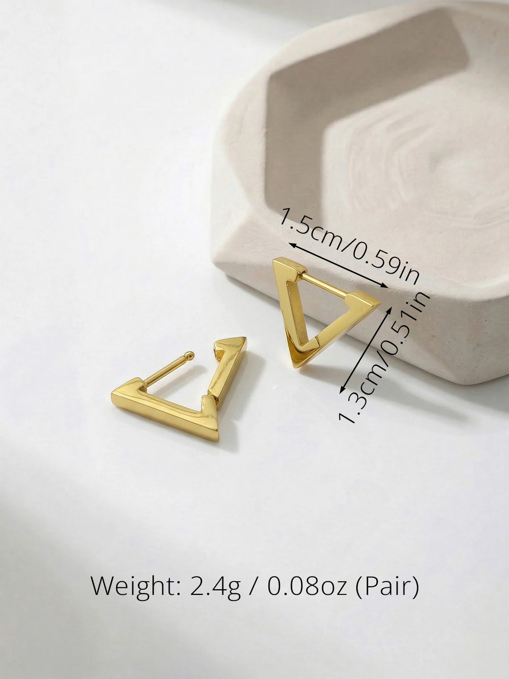 Unisex Stainless Steel Rectangular Hoop Earrings for Men Women Punk Rock Triangle Hug alternate view