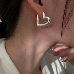 925 Sterling Silver Heart Love Hoop Stud Earrings | Hypoallergenic Fine Jewelry for W alternate view