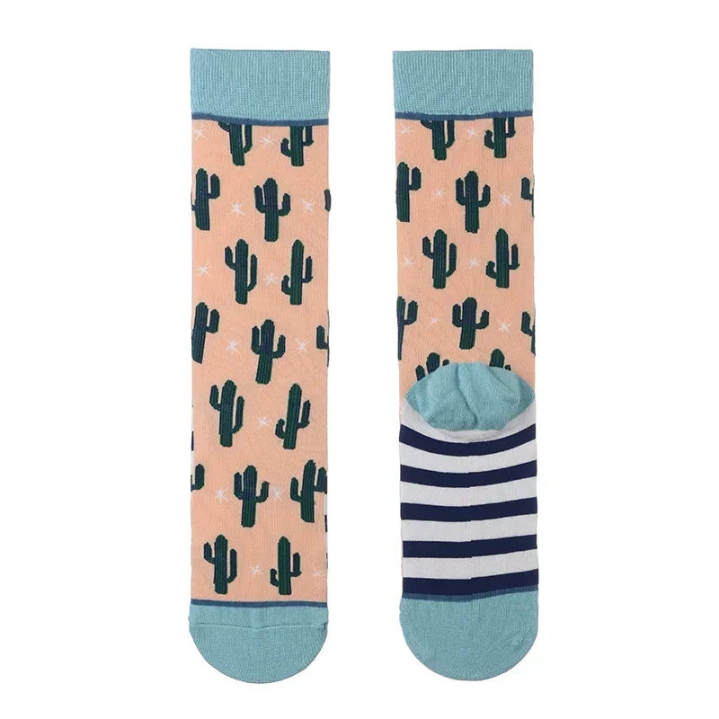 1 Pair Canvas Lattice Plant Art Funny Socks Women Novelty Abstract Cute Socks Women J lifestyle view