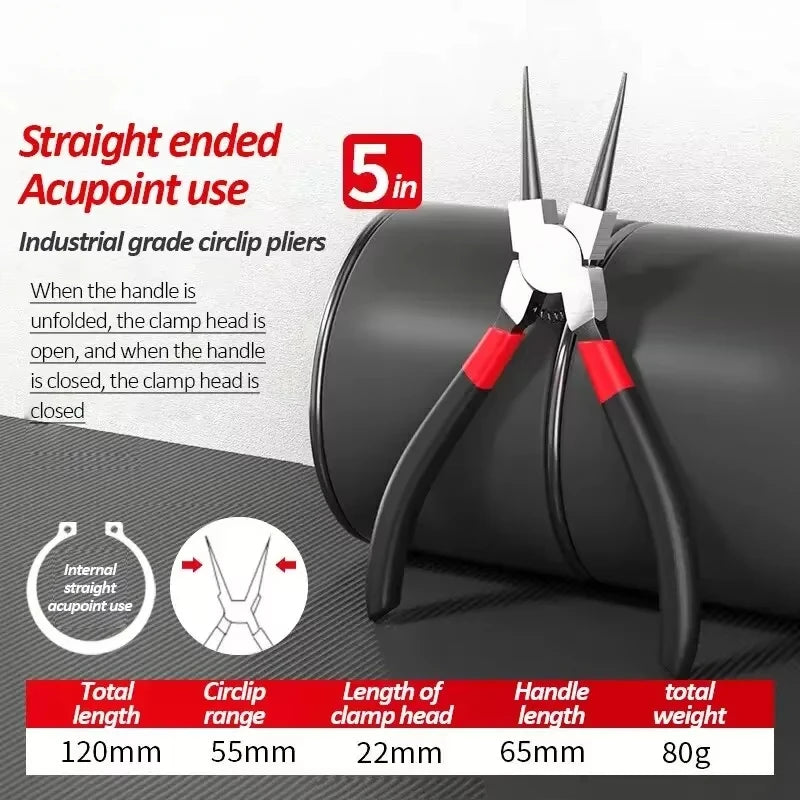 5-In Circlip Pliers | Dual-Purpose Retaining Ring Pliers for Internal and External Snap detail view