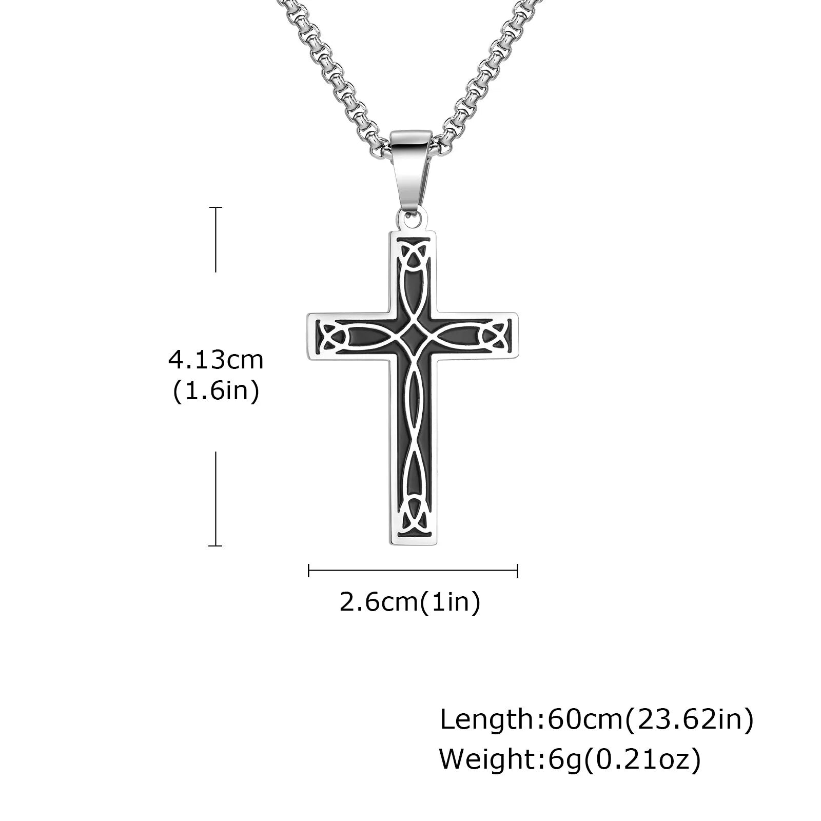 Plain Cross Necklace for Men and Boys | Stainless Steel Silver Tone Religious Jewel additional angle