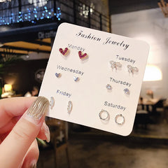 S925 Silver Needle Stud Earrings Set