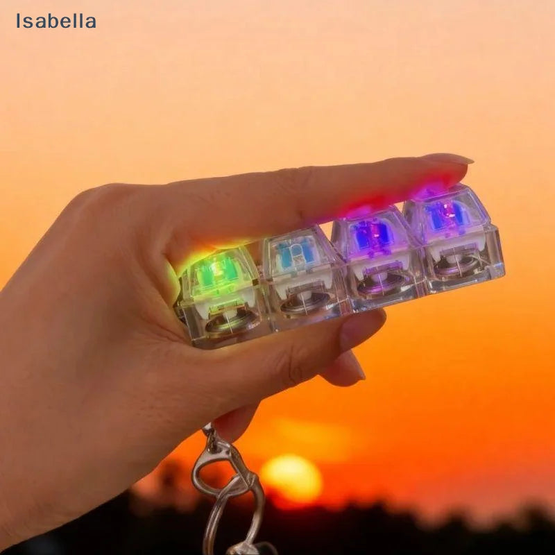 ♥4-Key LED Light Up Mechanical Keyboard Keychain, Fidget Clicker Keyring with RGB Bac alternate view