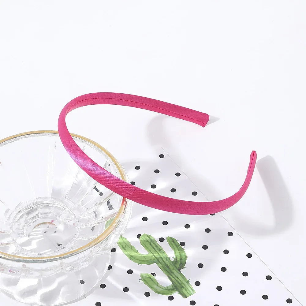 10mm Satin Headband Women Girls Fabric Covered Resin Hairbands Plastic Headbands Kids close-up view