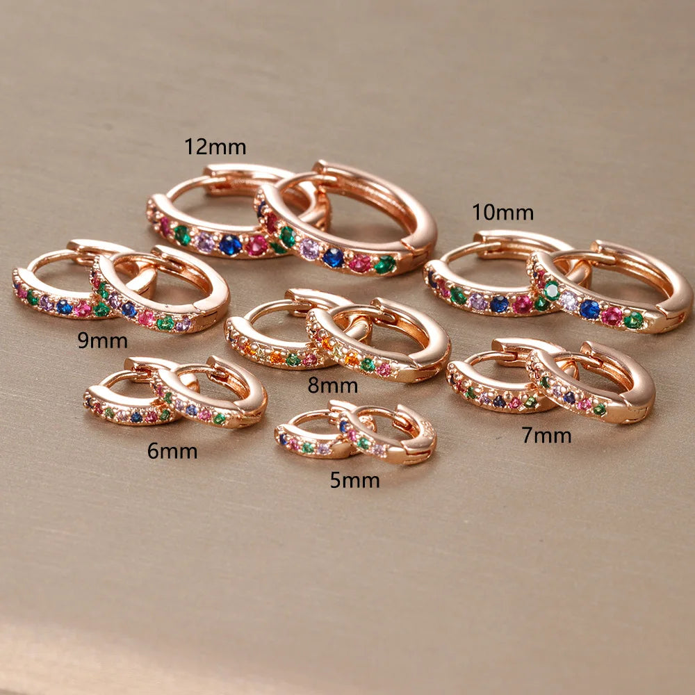2PCS Stainless Steel Minimal Crystal Zirconia Hoop Earrings Gold Silver Color Small Hugg detail view