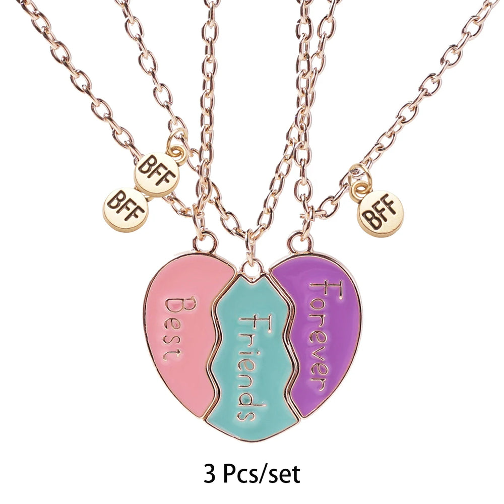 3 Pcs/set Best Friends Pendant Necklace For Woman Magnetic Adjustable Rainbow Daisy Love detail view