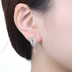 PANPOKI 925 Sterling Silver Cupid Arrow Love Earring Original Jewelry Drop Earrings Wome detail view