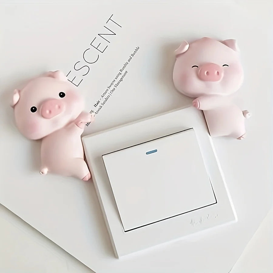 3D Cartoon Pig Light Switch Cover | Sweet Pink Animal Wall Decor lifestyle view