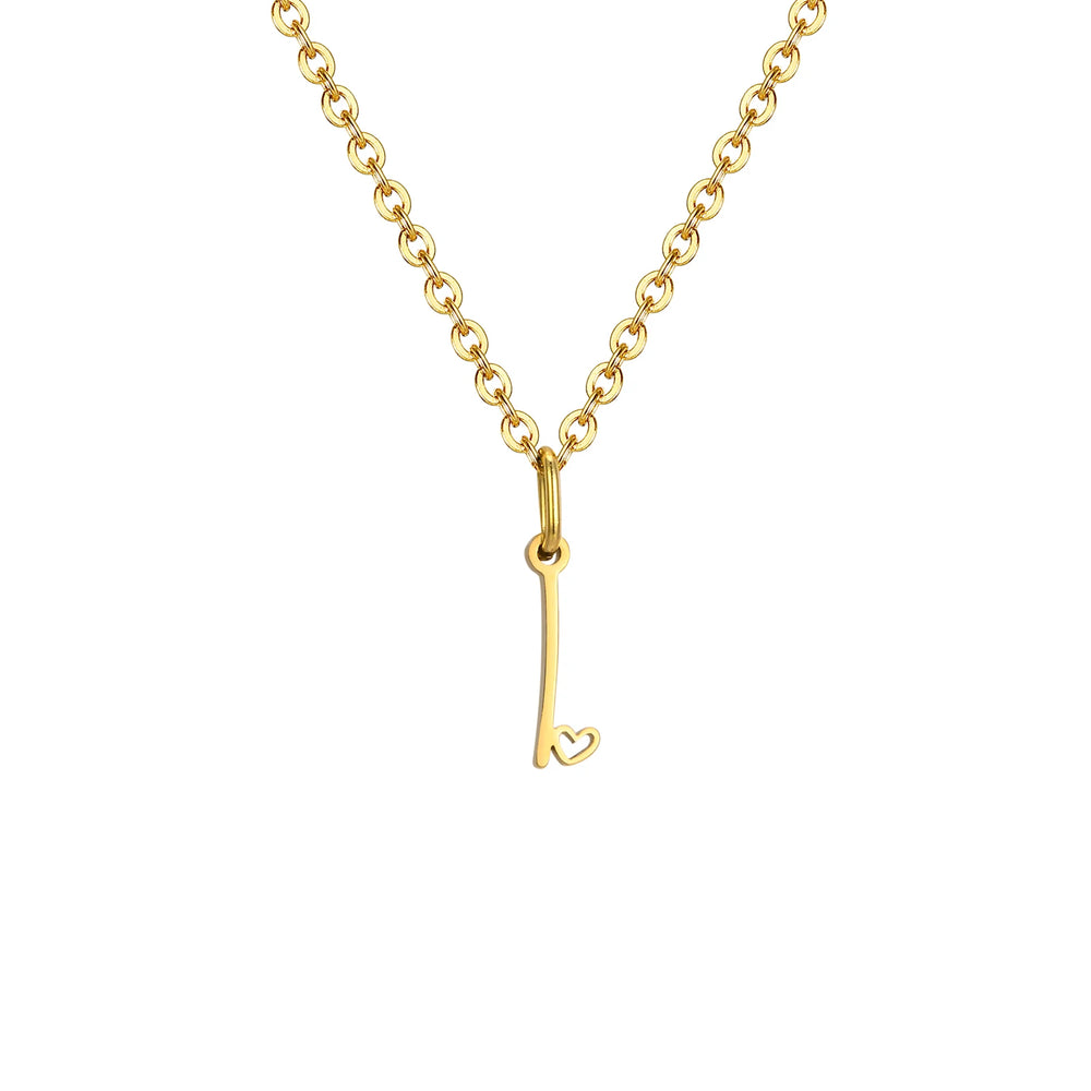 Dainty Heart Initial Necklace for Women, Gold Plated A-Z Letter Pendant, Waterproof S alternate view