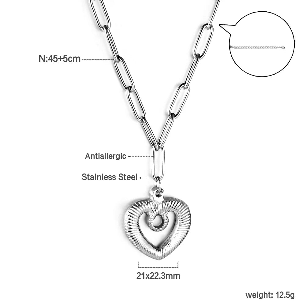 ASONSTEEL Heart Pendant Necklace | Romantic Gold Stainless Steel Choker for Women alternate view