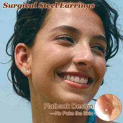 18 Pairs 14K Gold Plated Surgical Steel Screw Flat Back Stud Earrings Tiny Cartilage alternate view