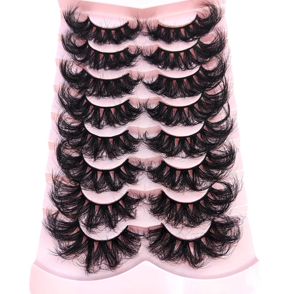 5-8 Pairs Natural Russian Striped Mink Lashes | 3D Volume Wavy False Eyelash Extensio alternate view
