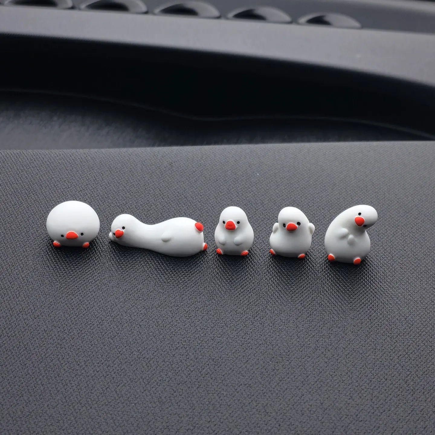 5 Pcs Flat Duck Resin Car Ornaments Set