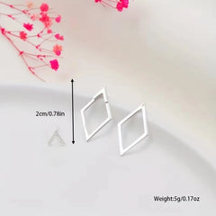 FTCY Minimalist Geometric Square Stud Earrings for Women Double-layer Detachable Trian close-up view