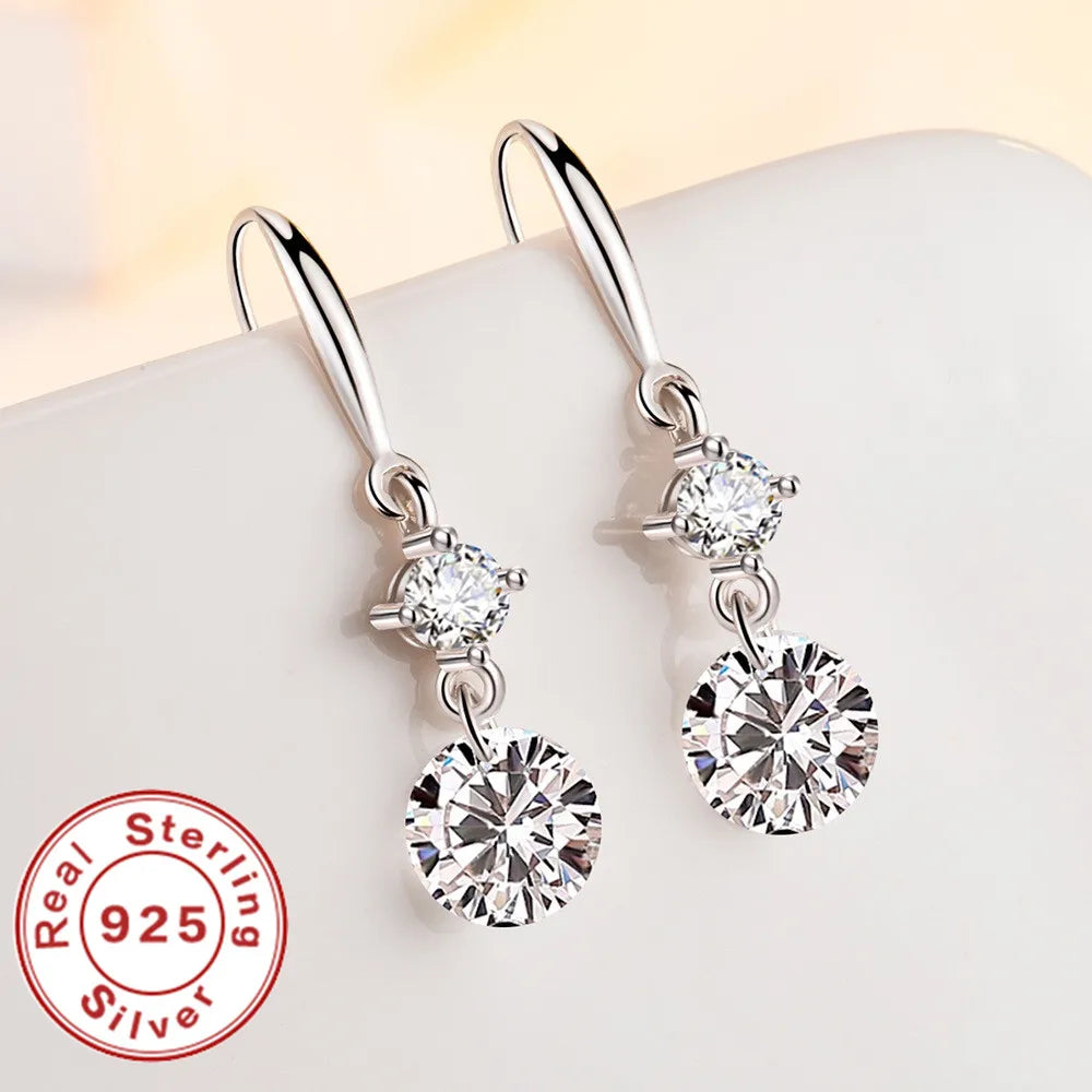 Lihong Women's 925 Sterling Silver AAAAA Zircon Long Earrings Fashion Jewelry for Wedding Gift