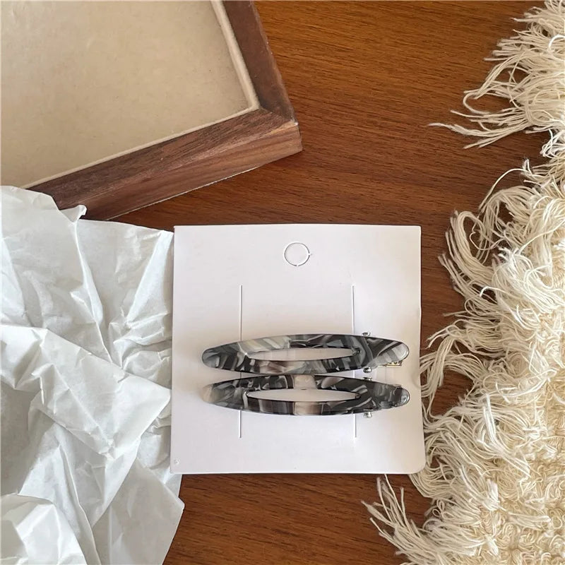 2pcs/set Acetate Hair Clips Hollowed Oval Geometric Barrettes Side Pins Hairpin Women Hair Accessories