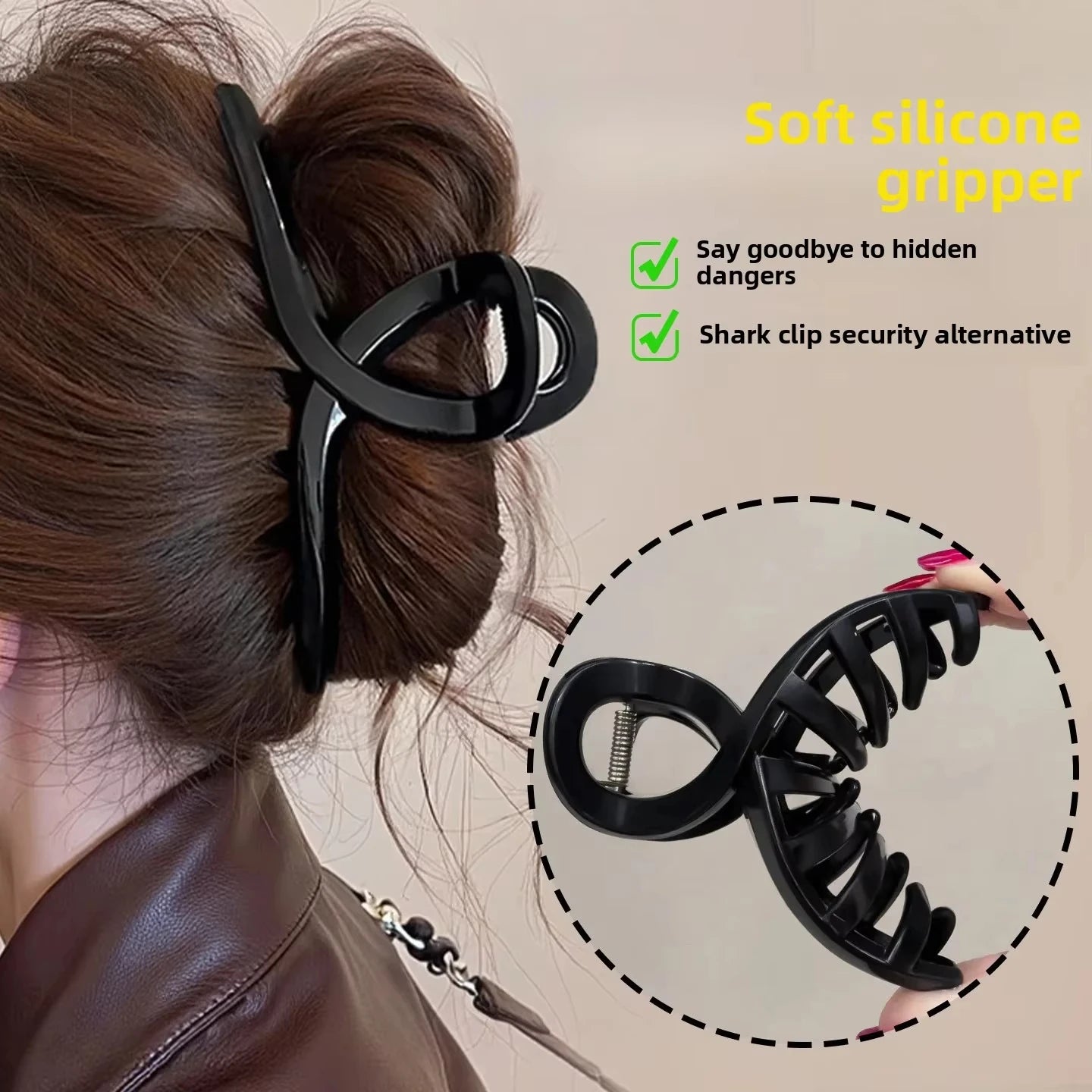 13cm Large Cross Safe Soft Silicone Hair Claw Clips Women's High Elastic Shark Grip Deformable Anti Collision Hair Accessories K