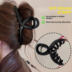 13cm Large Cross Safe Soft Silicone Hair Claw Clips Women's High Elastic Shark Grip Deformable Anti Collision Hair Accessories K