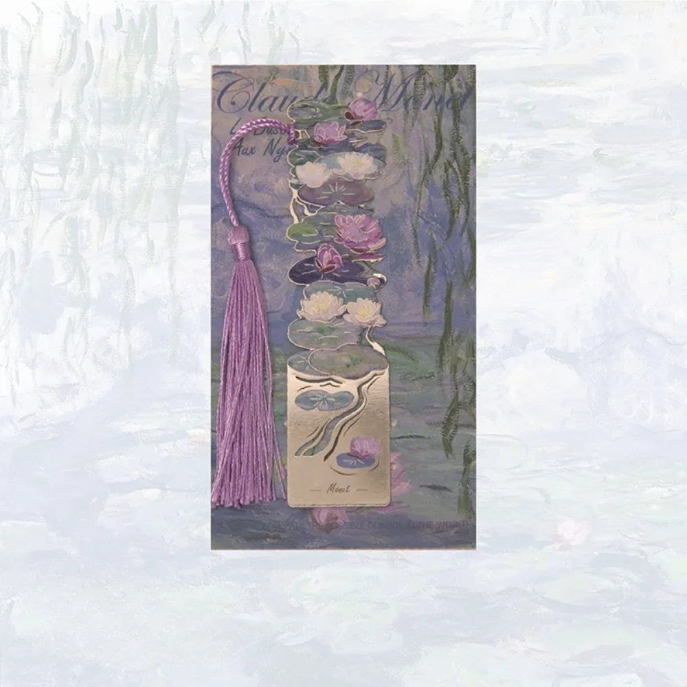 Floral Painting Hollow Metal Bookmark - Aesthetic Book Page Clip, Student Reading M additional angle