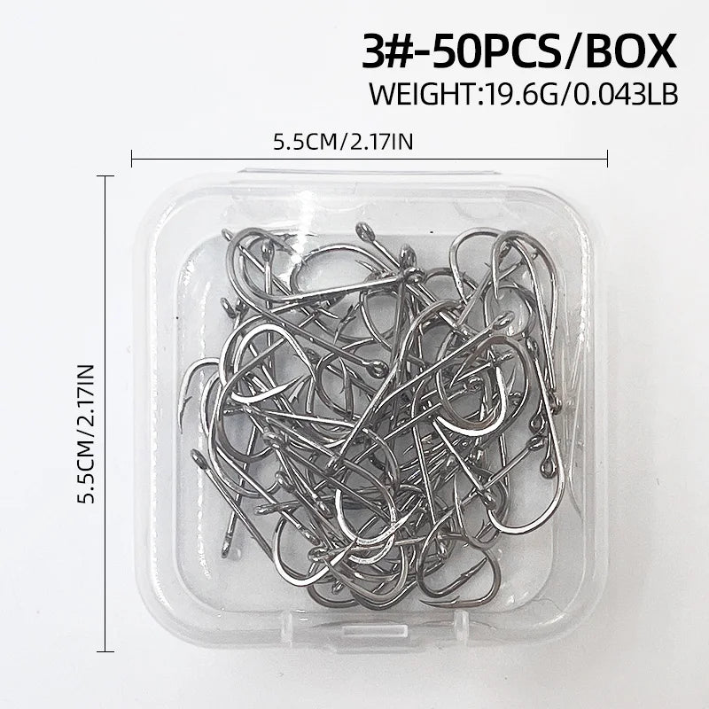ShareShark 50pcs/box 92247 High Carbon Steel Fish Hook Long Handle with Barbed Curv additional angle