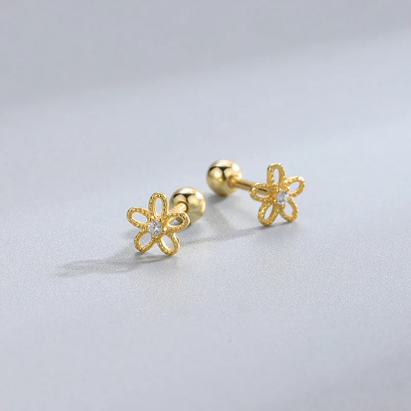 Heart Stud Earrings for Women | Hypoallergenic Screw Back Piercing Jewelry detail view