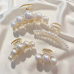 1/4pcs White Pearl Hair Clip Claw for Woman Korean Elegant Shark Clip Fashion Girl's Ponytail Clip Hair Accessories