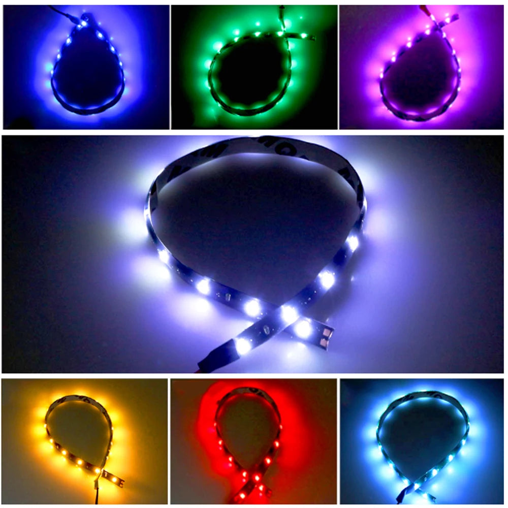 LED Car Strip Light 30cm 12V Waterproof | 2-Pack Neon Atmosphere Lamp for Interior additional angle