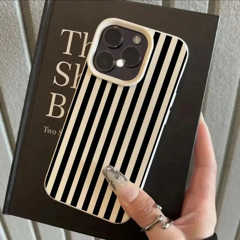 Colorful Striped Minimalist INS Couple Phone Case For iPhone 18 17 16 11 13 12 14 15 lifestyle view