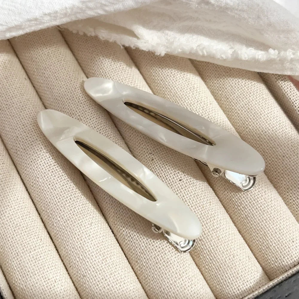 2pcs/Set Elegant Acetate Oval Hairpins Barrettes Korean Style Side Bobby Pins Bangs Hair Clip Accessories for Women And Girls