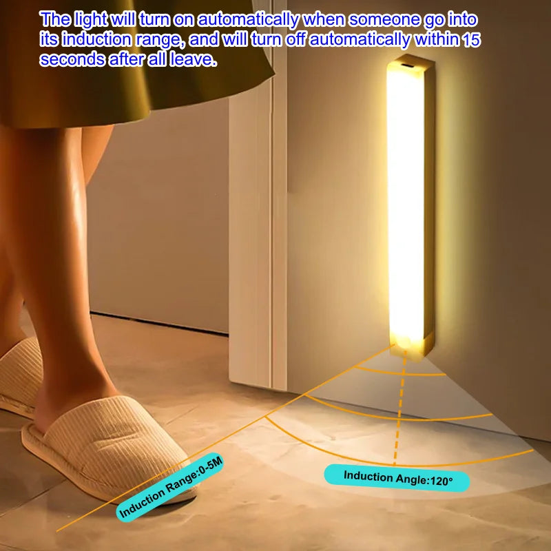 Wireless USB Rechargeable Motion Sensor LED Bar Light Induction Night Light Portable C close-up view