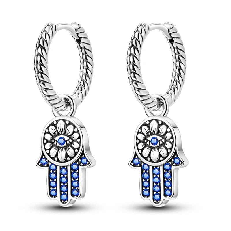 Hot Sale 925 Sterling Silver Heart Earrings Fit Original Charms Hoop Earrings For Women Girls Stud Earring Fine Jewelry Gifts