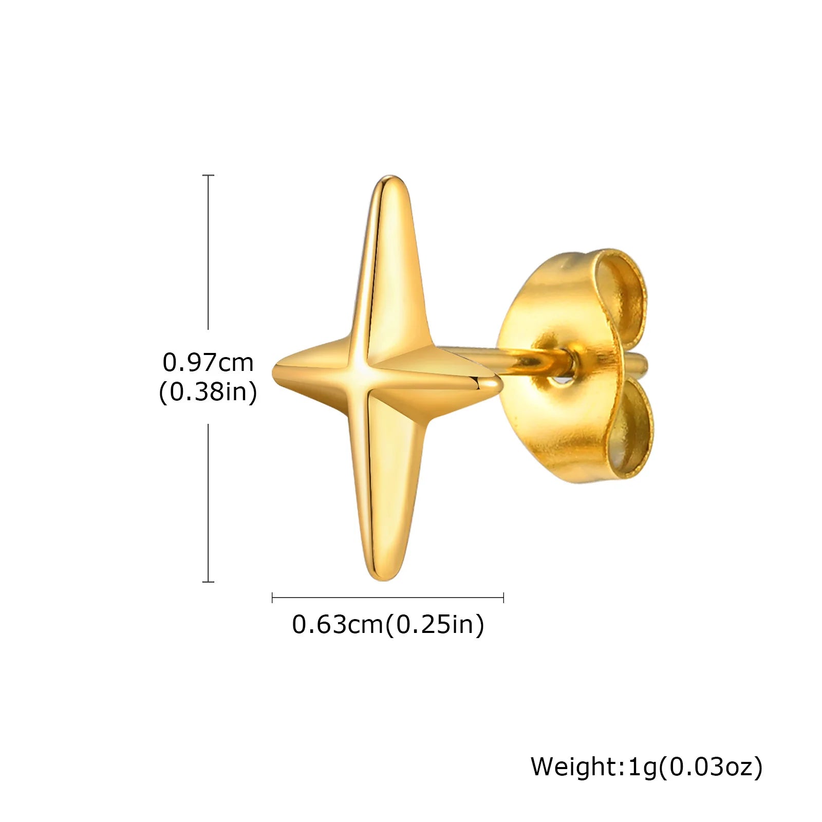 Gold Color Stud Earrings for Men Boys,Anti Allergy Stainless Steel Small Earrings,Hip close-up view