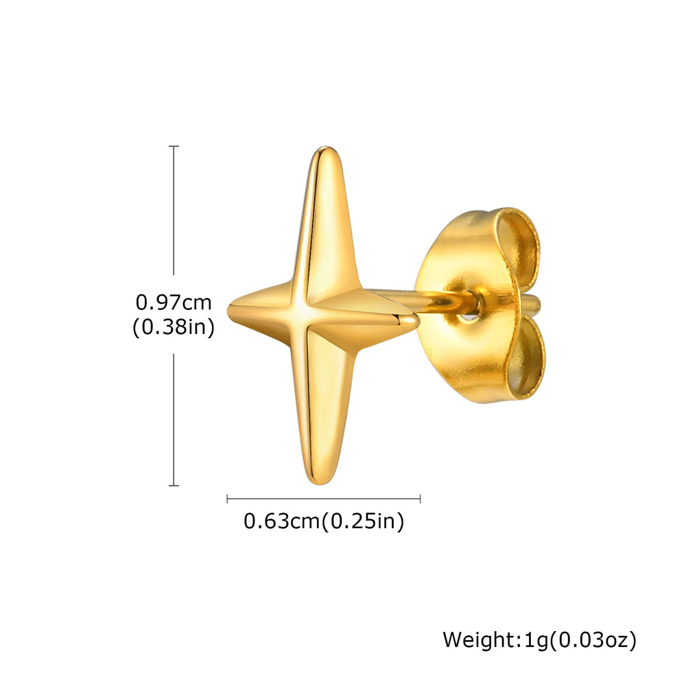 Gold Color Stud Earrings for Men Boys,Anti Allergy Stainless Steel Small Earrings,Hip close-up view