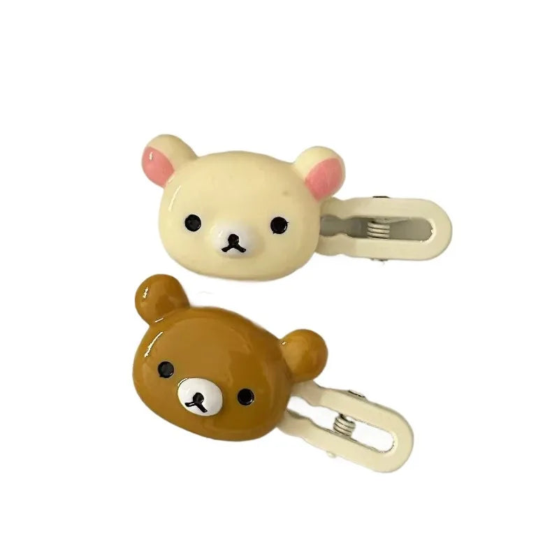 2pcs Cute Bear Hair Clips Plastic Hairpins with Duck Beak Design for Little Girls Wom alternate view