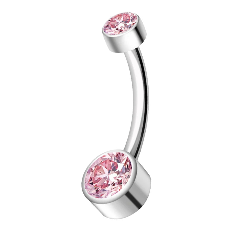 ASTM F136 Titanium Internally Threaded Navel Rings 10mm 12mm with round CZ Belly Button detail view
