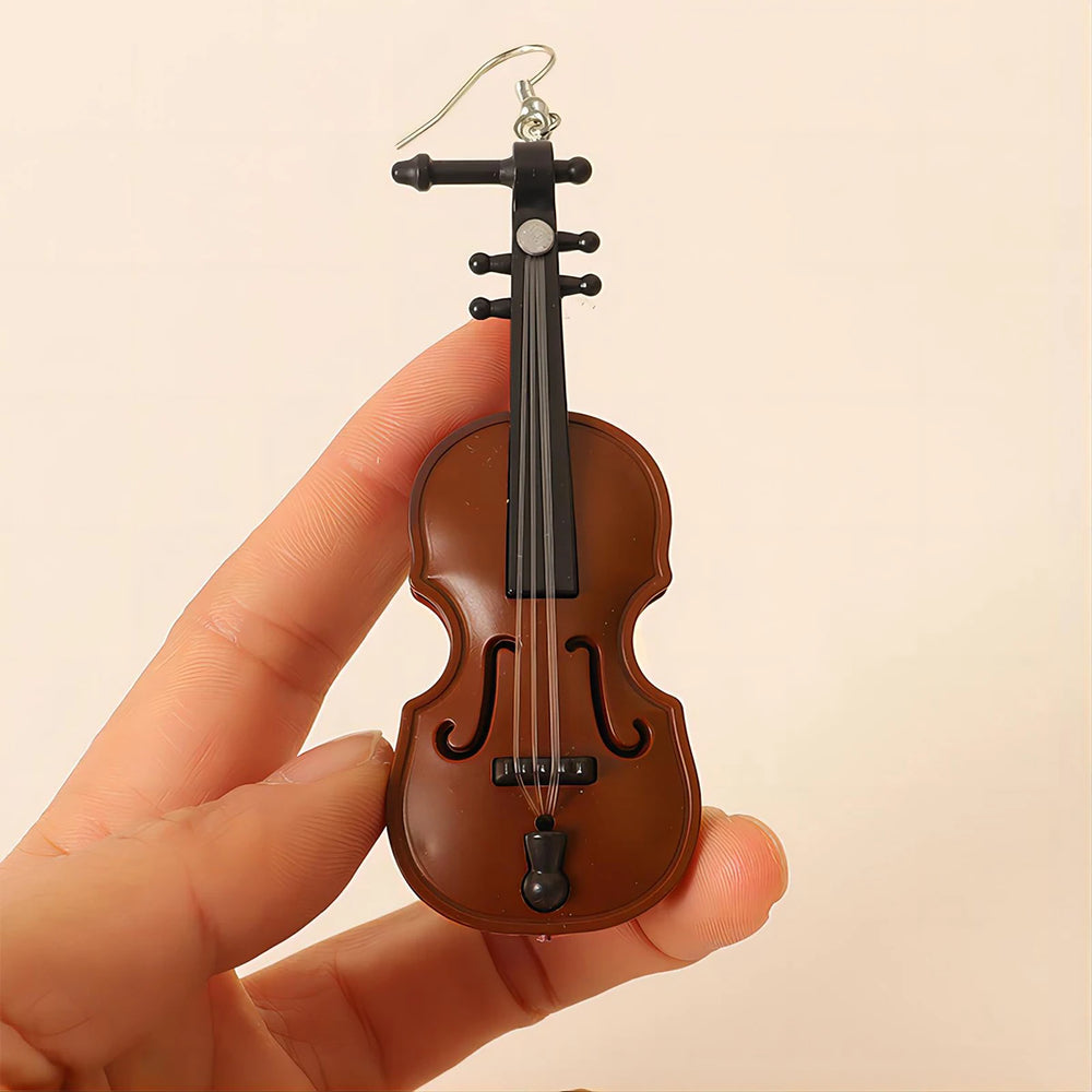 Violin Drop Earrings | Creative Music Jewelry for Women detail view