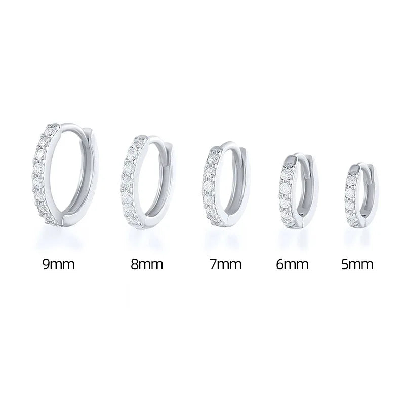 2PCS Stainless Steel Minimal Crystal Zirconia Hoop Earrings Gold Silver Color Small additional angle