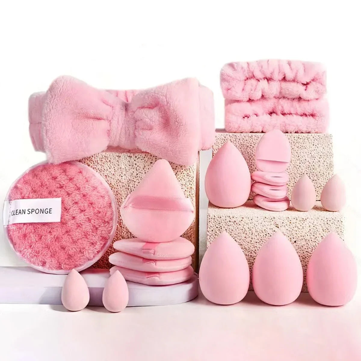 33pcs beauty set makeup kit large and small beauty sponges for flawless makeup applica close-up view