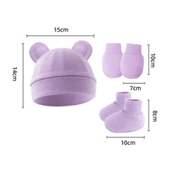 Cotton Newborn Hat Set | 3-Piece Baby Beanie Gloves and Socks for 0-6 Months alternate view