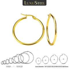 LUXUSTEEL Golden Stainless Steel Hoop Earrings | Big and Small Circle Ear Jewelry for Women and Men