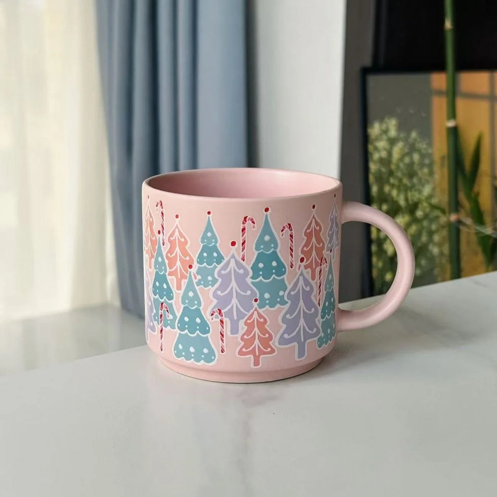 Creative Vintage Christmas Mug Gift Ceramic Mug Couples Drink Cup Home Cafe Coffee Cu alternate view