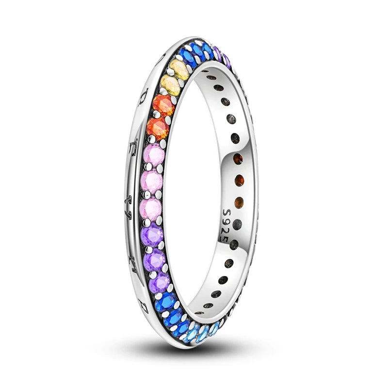 LAZA 925 Sterling Silver Colorful Rings Sparking Zirconium Bowknot Moon Sun Origina additional angle